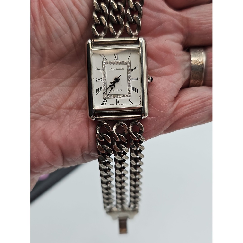 Xanadu Women's Quartz Wrist Watch Silver Tone Rectangular Face New Battery